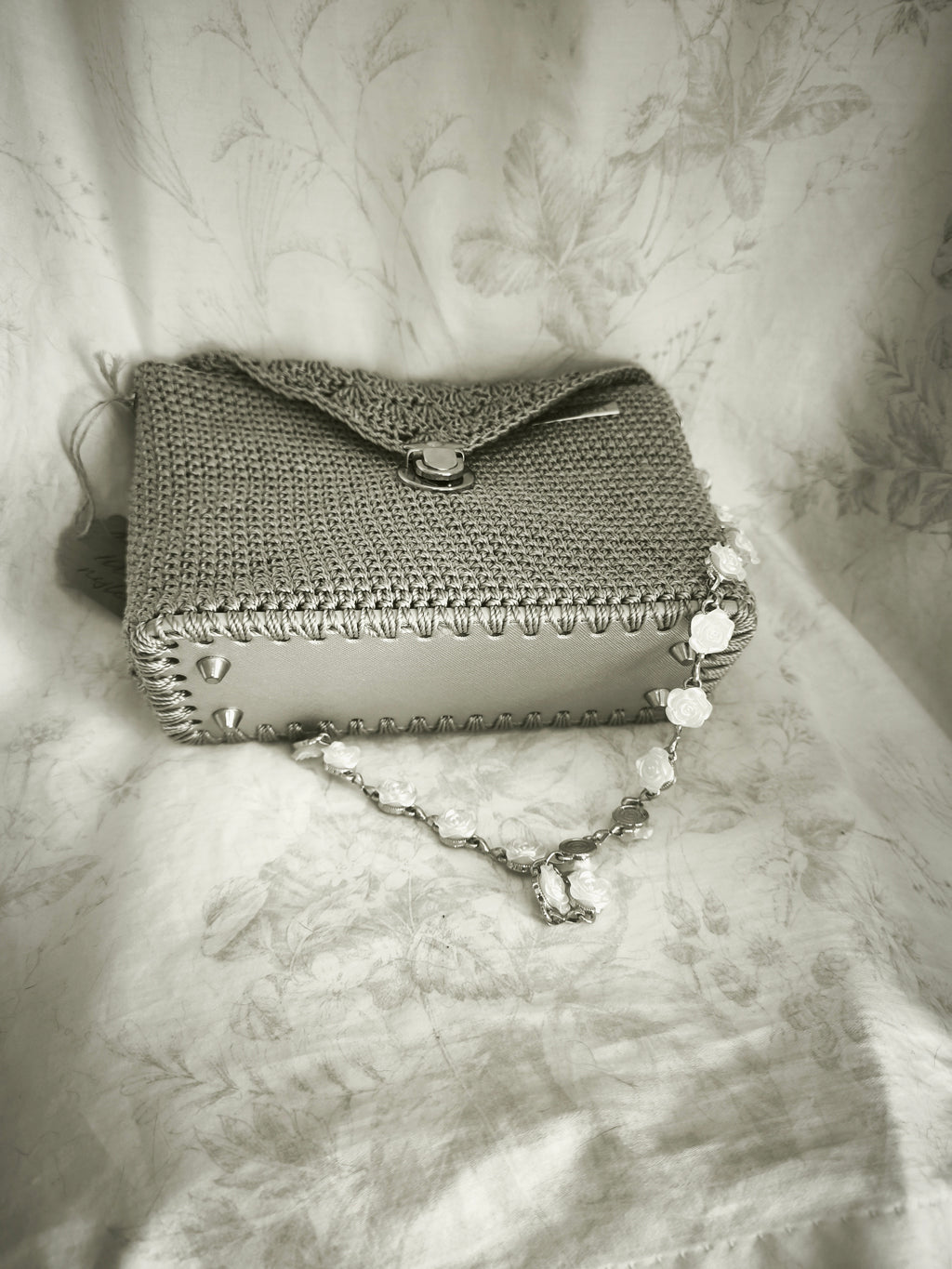 Silver h rose handbag
