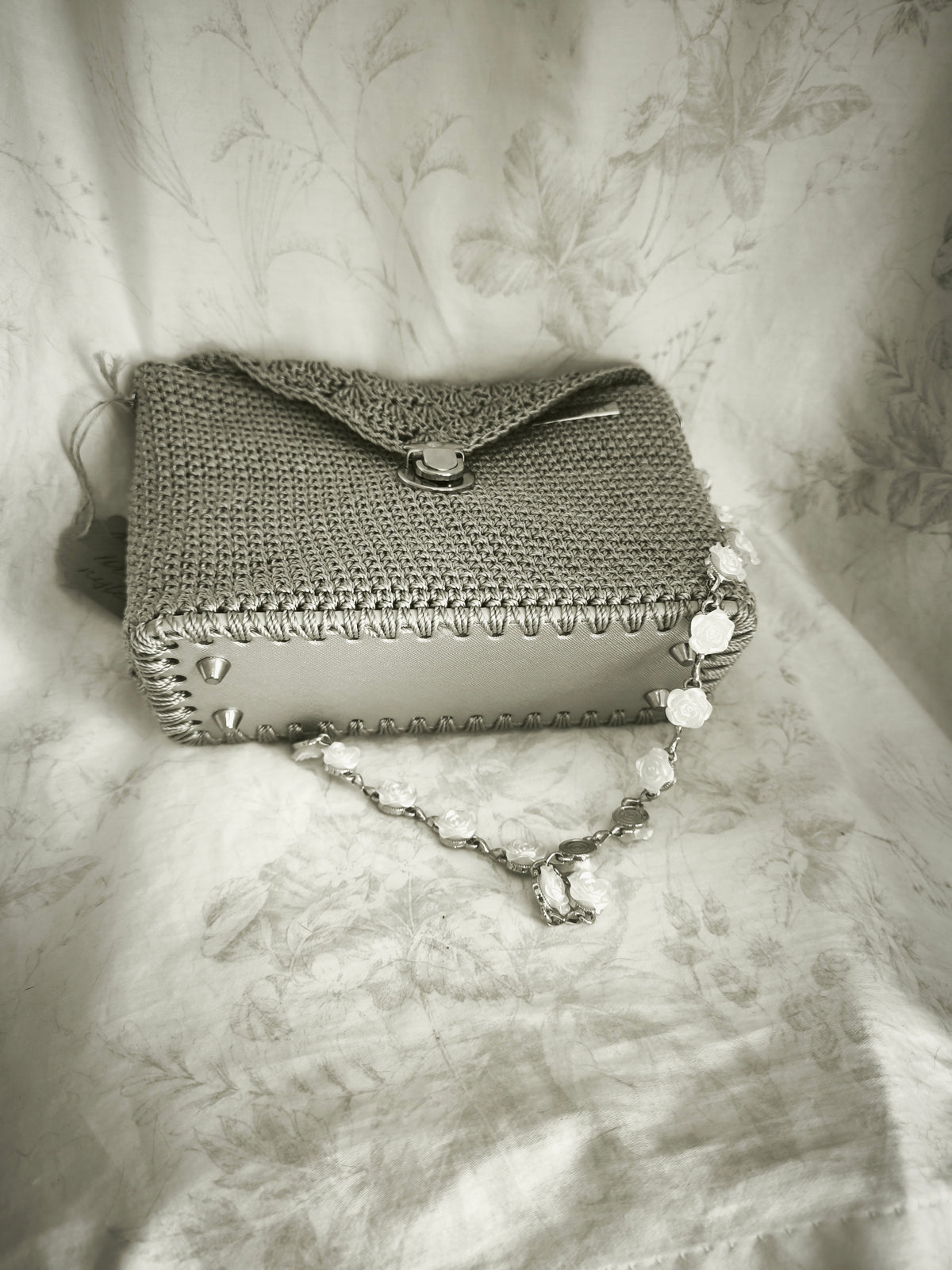 Silver h rose handbag