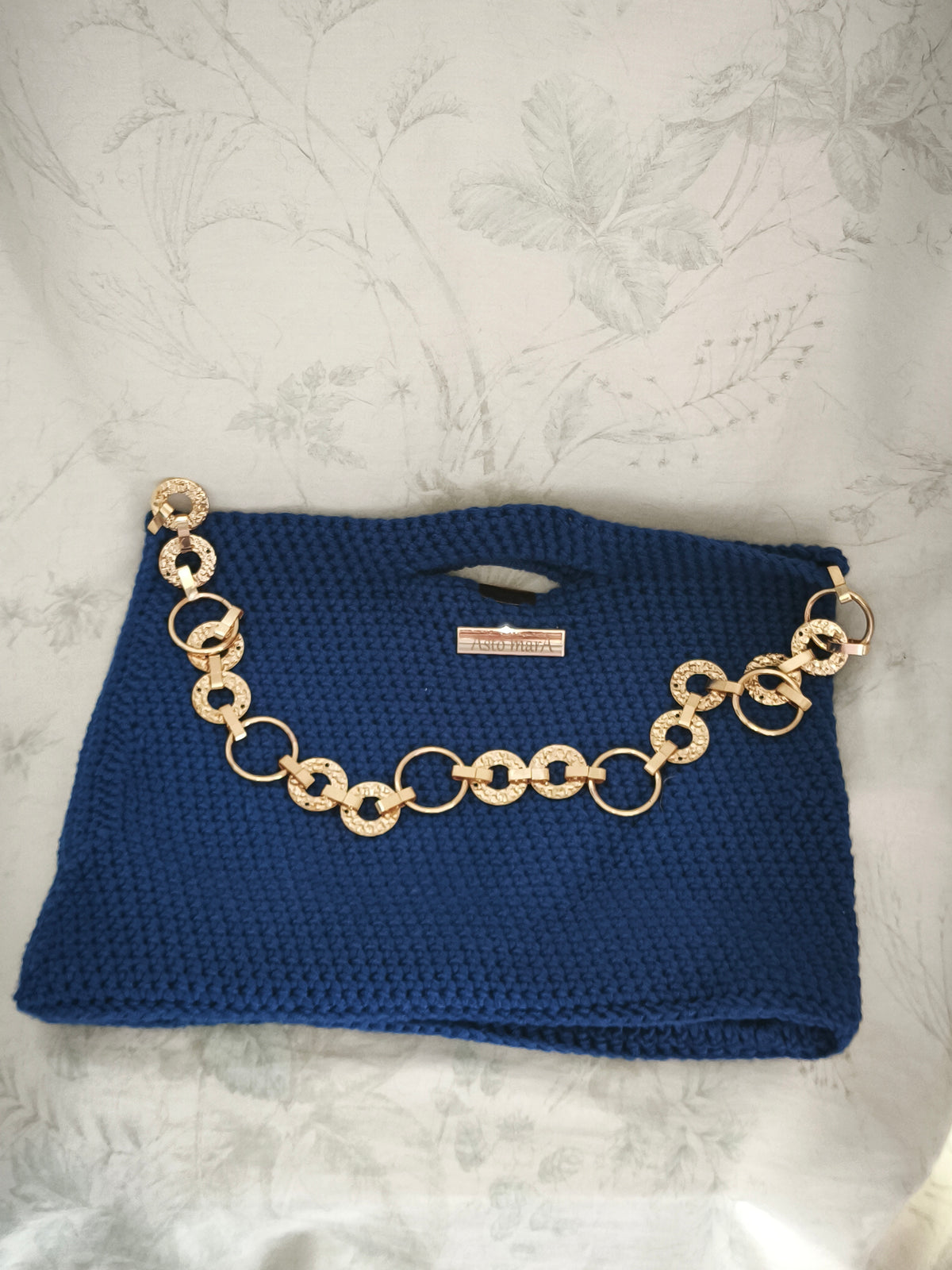 Blue cotton handbag