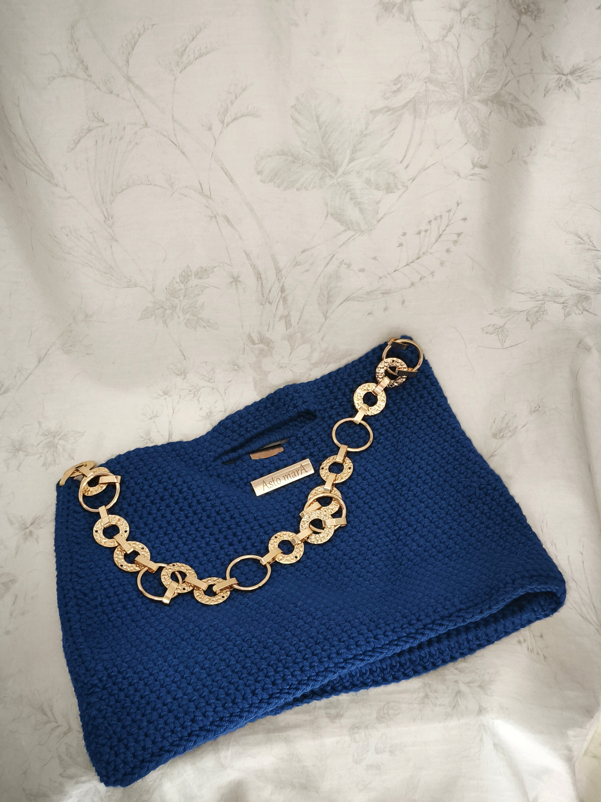 Blue cotton handbag