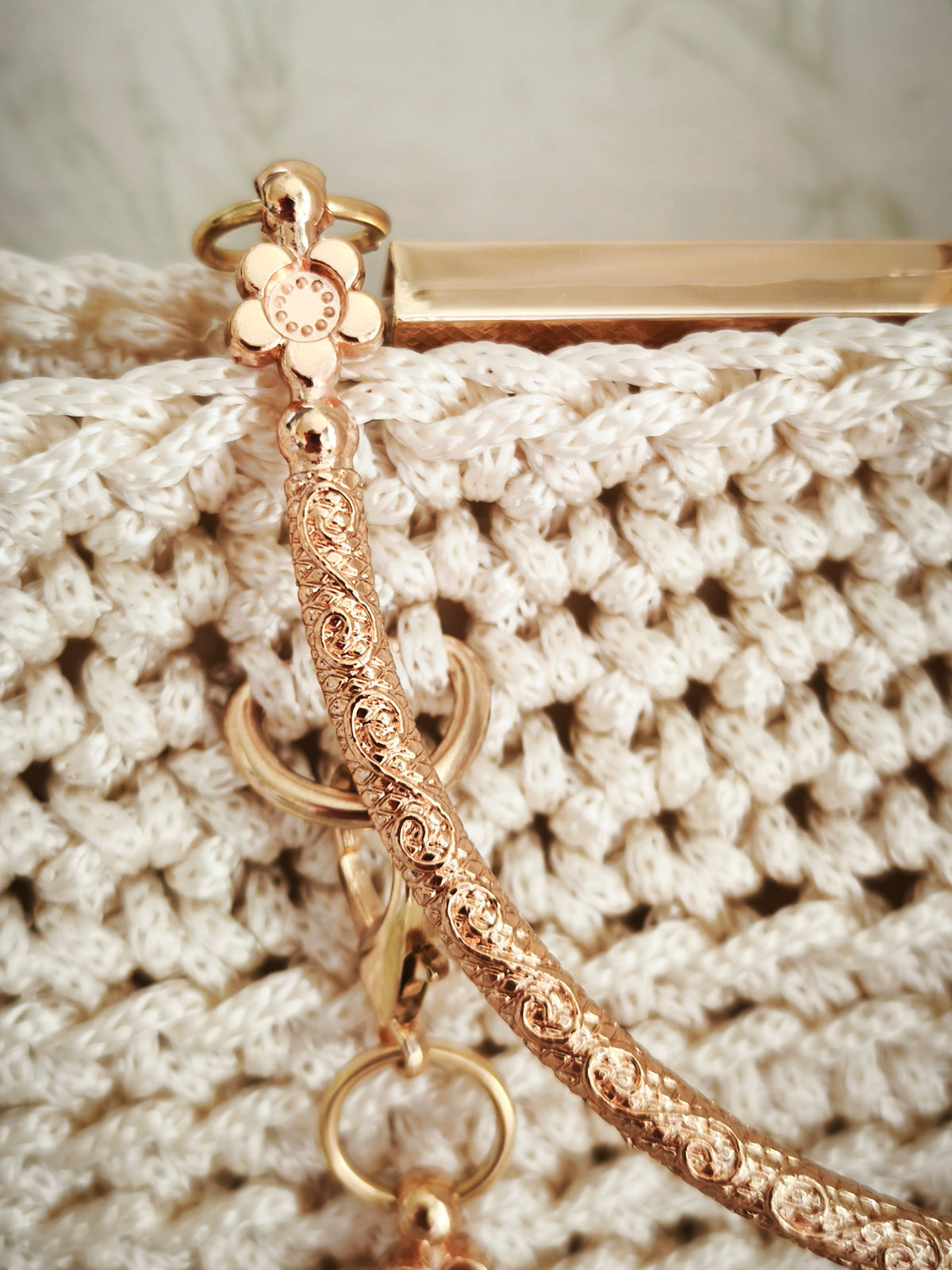 Cream golden handbag clutch