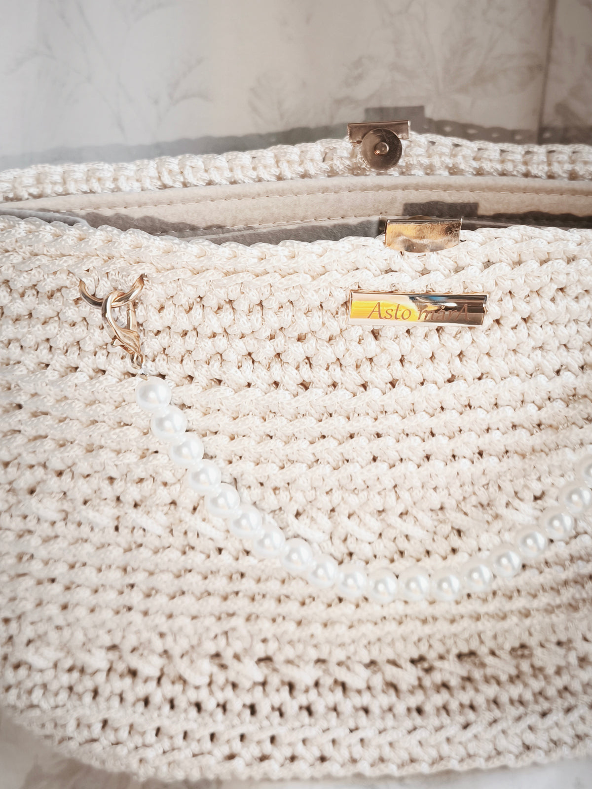 Cream handbag