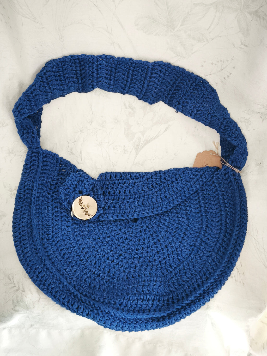 Blue cotton round shoulder bag