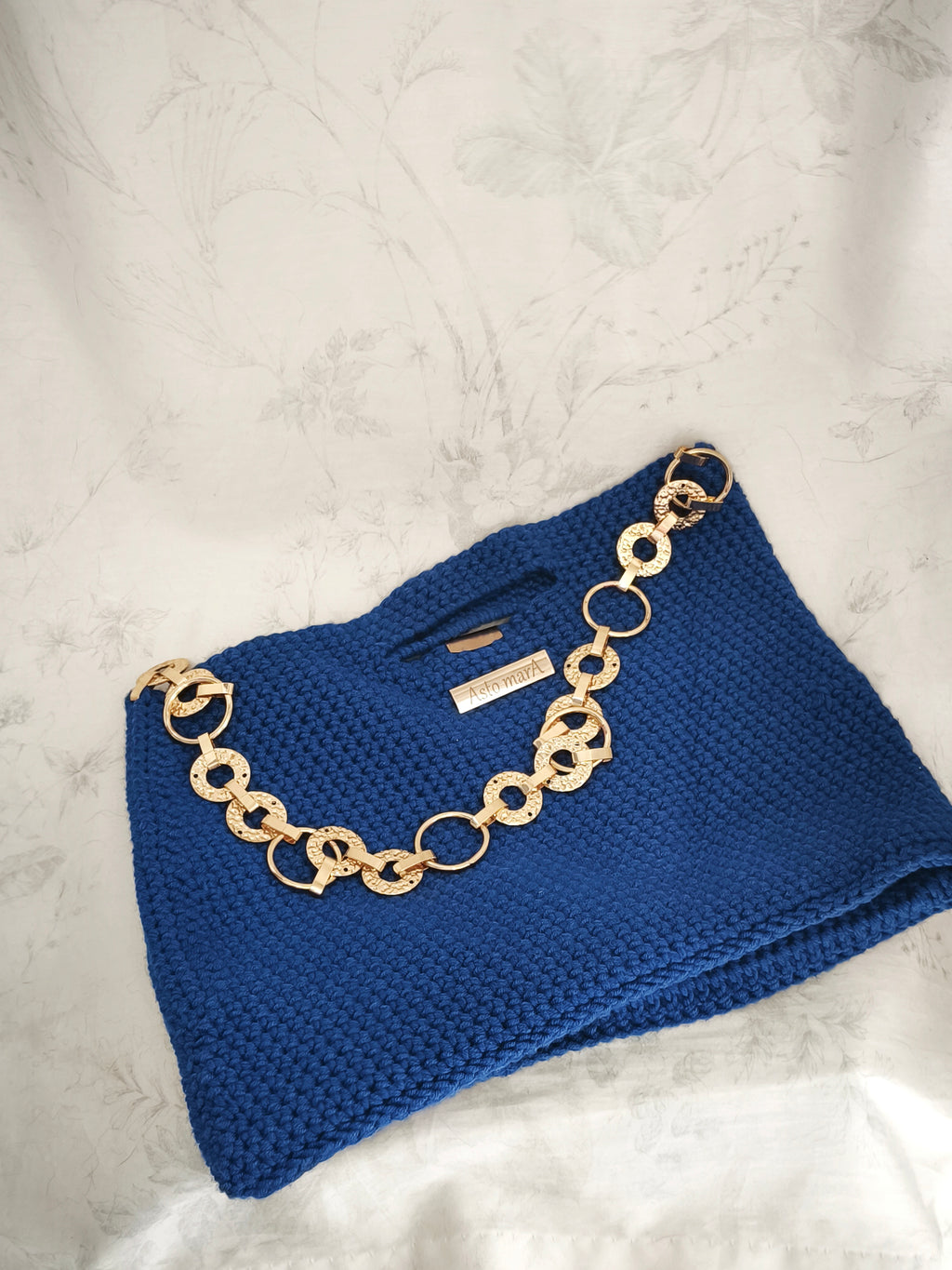 Blue cotton handbag
