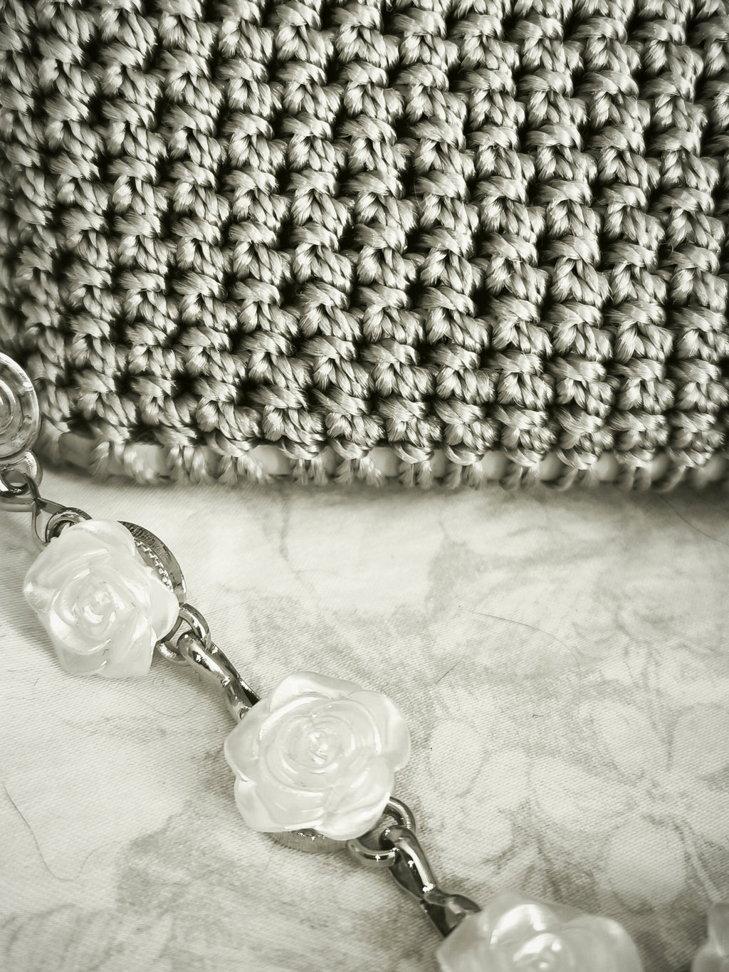Silver h rose handbag