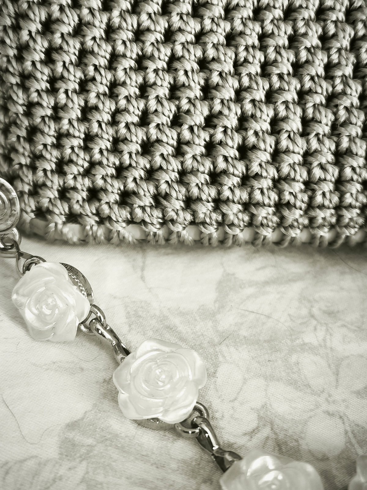 Silver h rose handbag