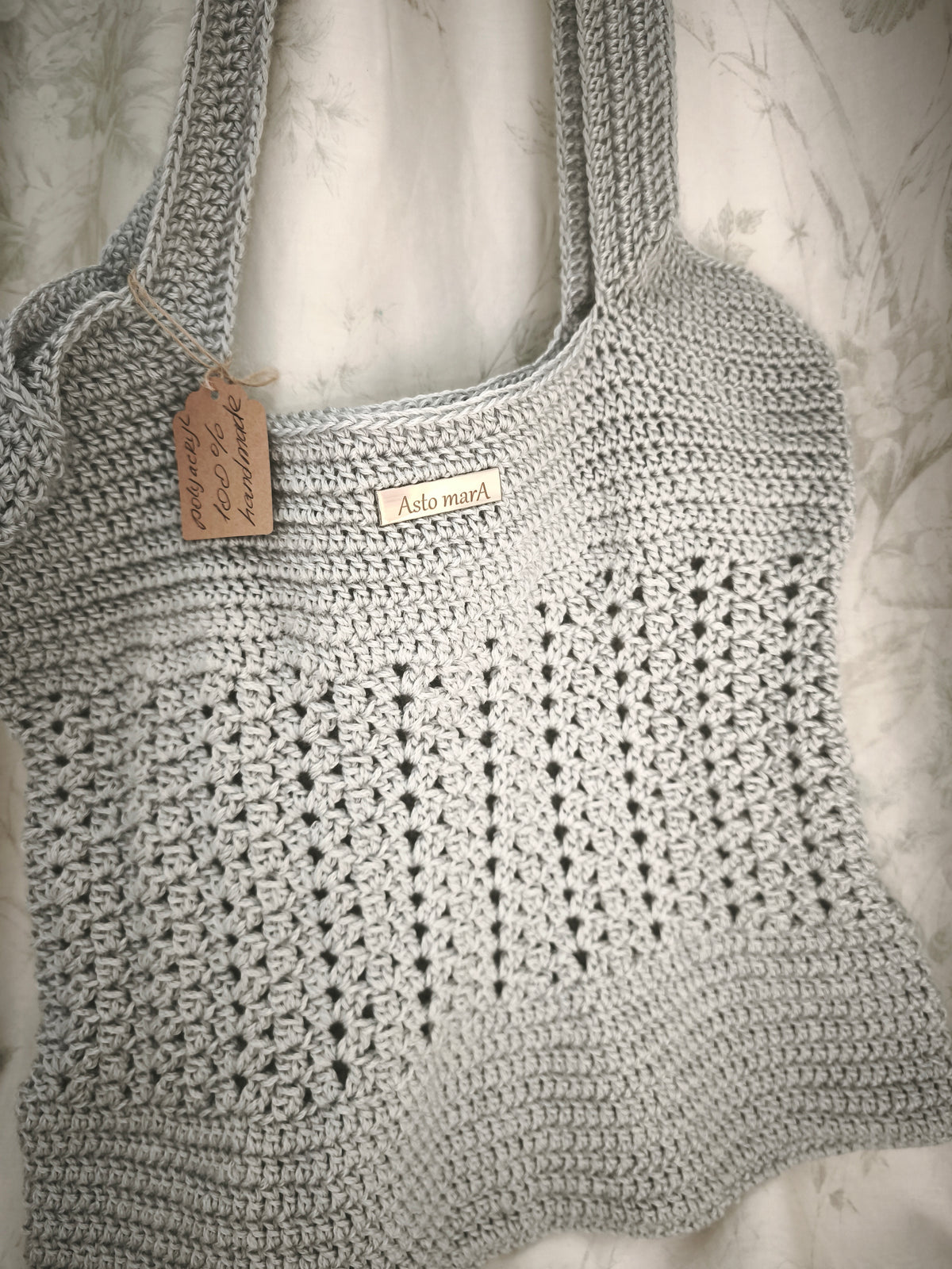 Silver grey shopper bag