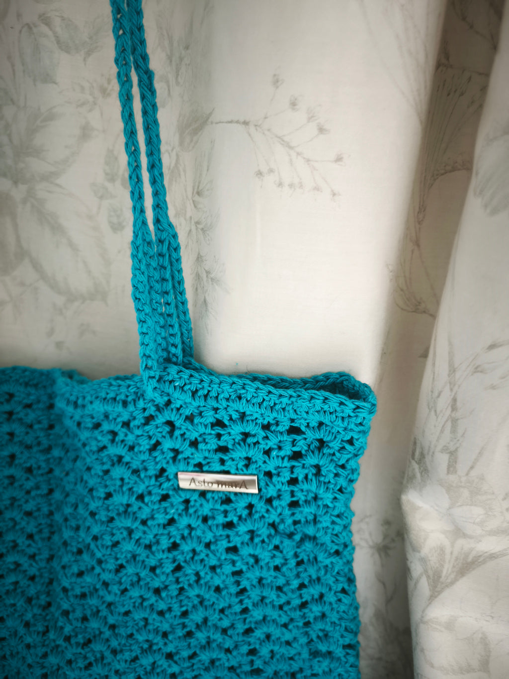 Turquoise cotton shopper