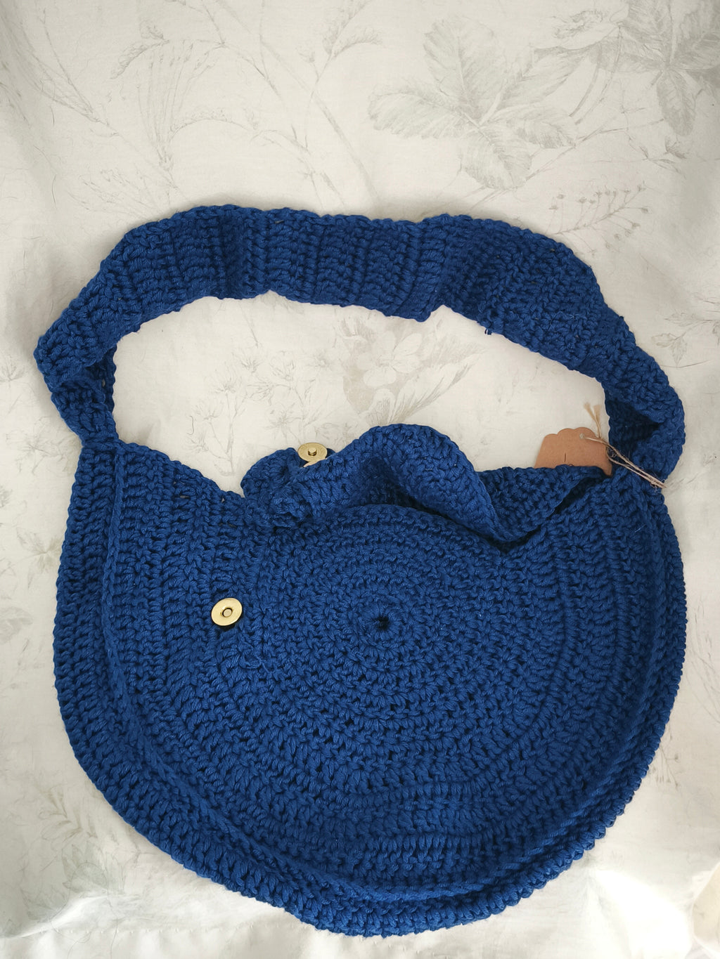 Blue cotton round shoulder bag