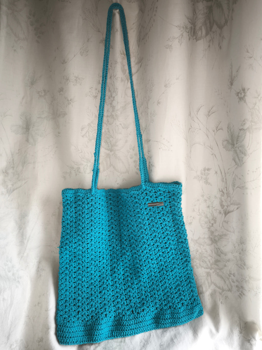 Turquoise cotton shopper
