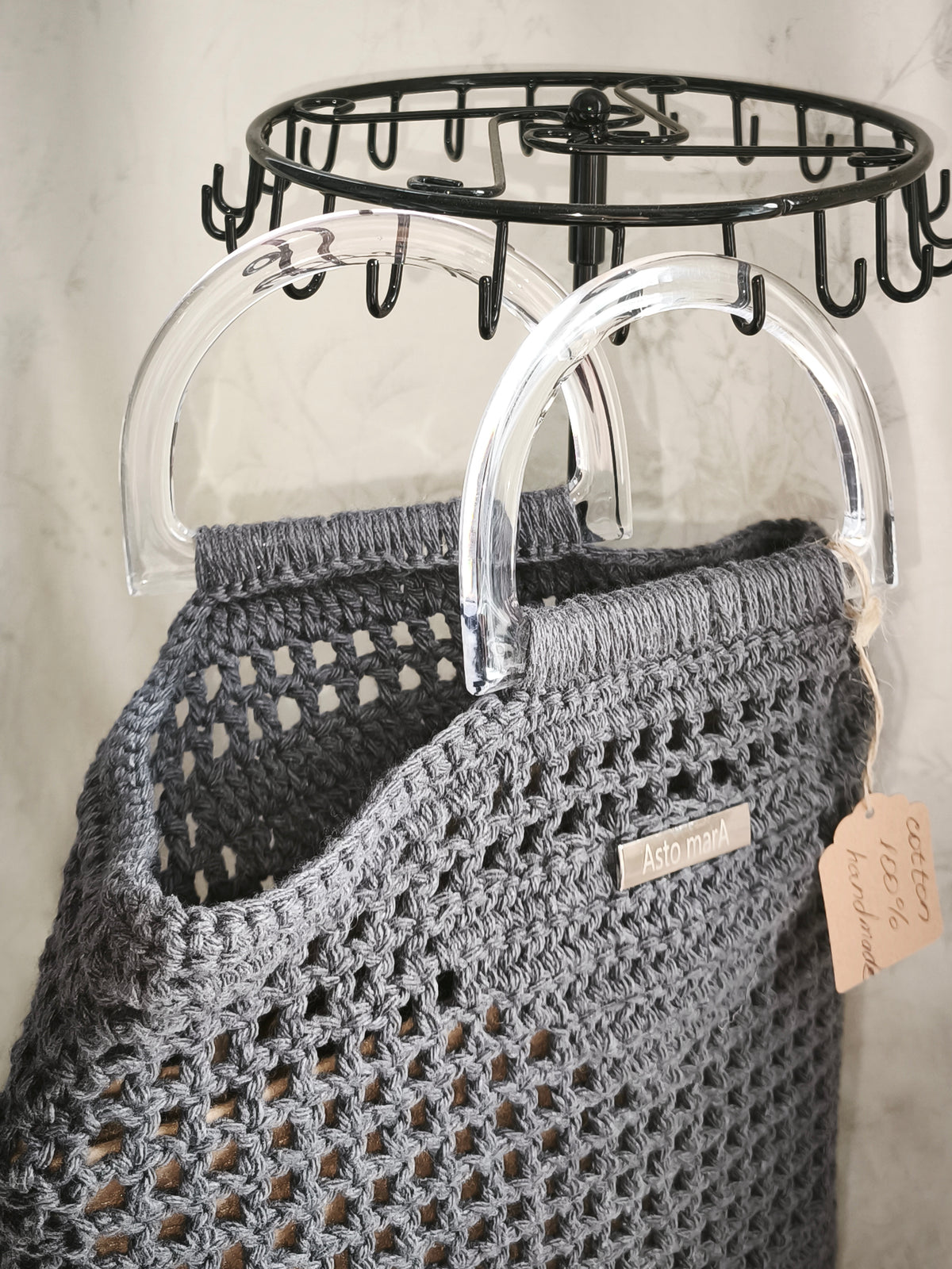 Charcoal grey small shopper