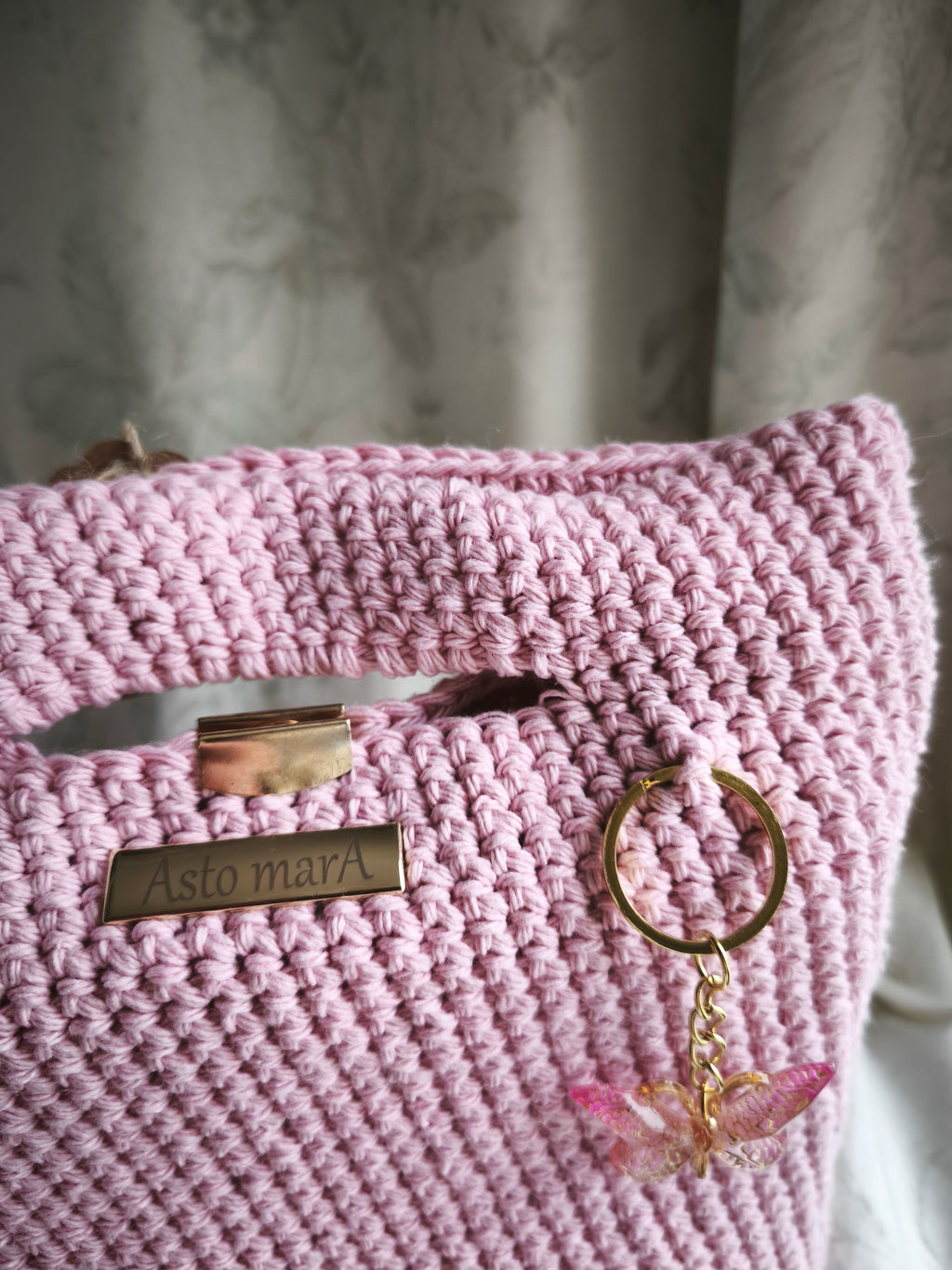 Pink butterfly handbag small