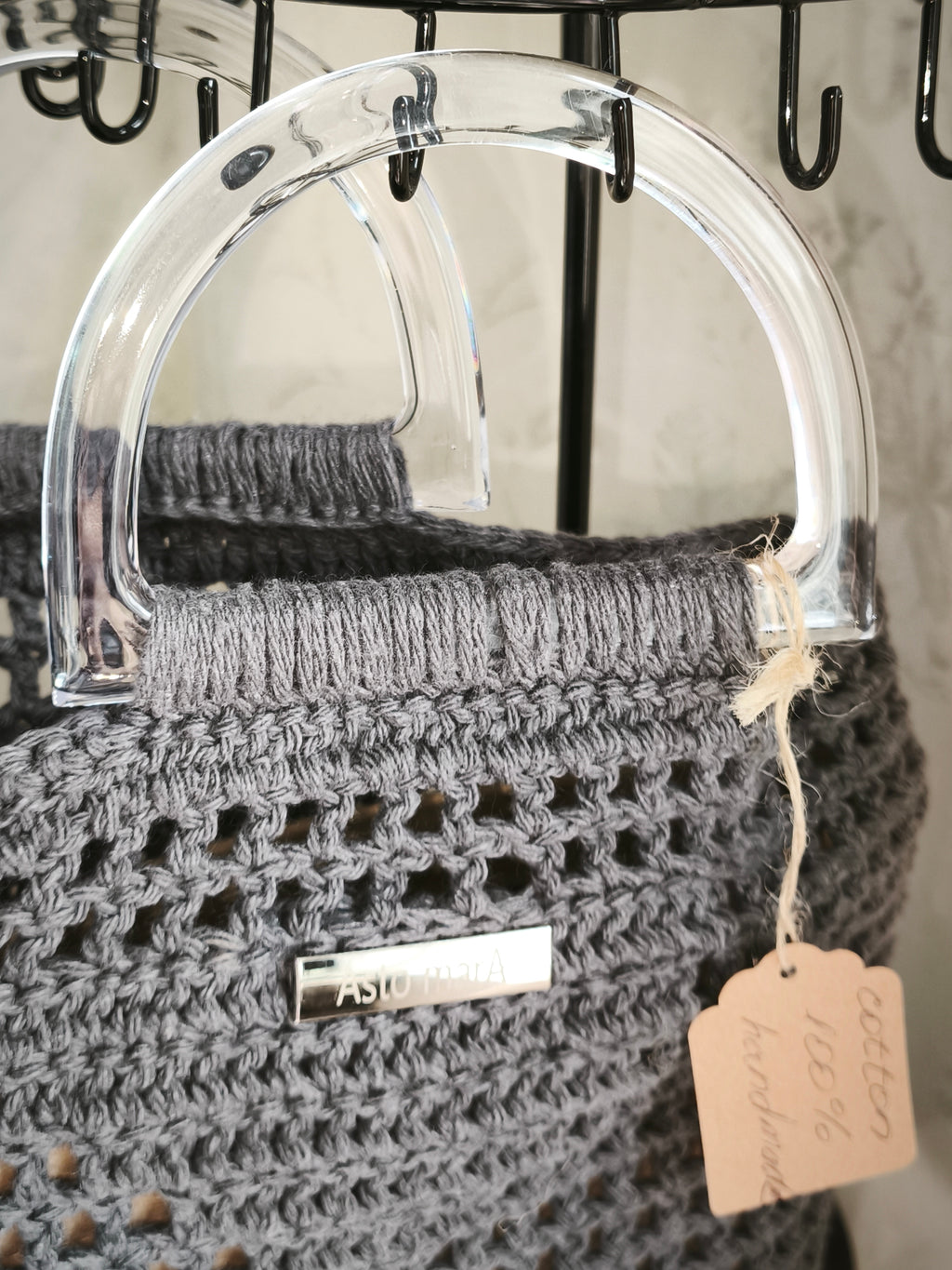 Charcoal grey small shopper