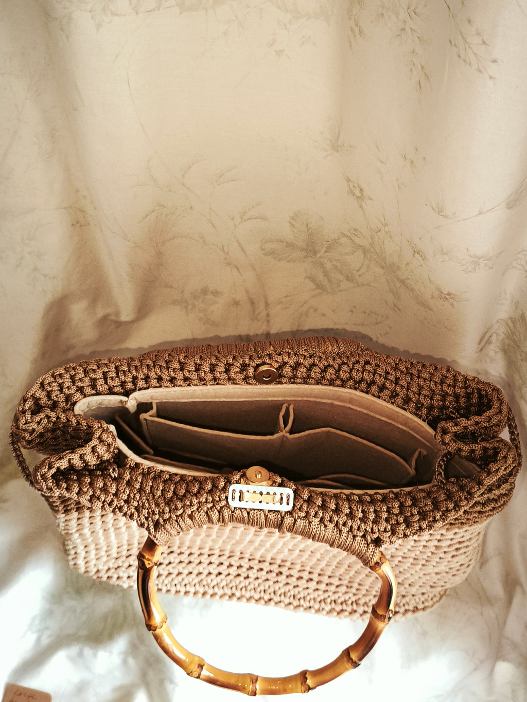Large beige brown tote bag
