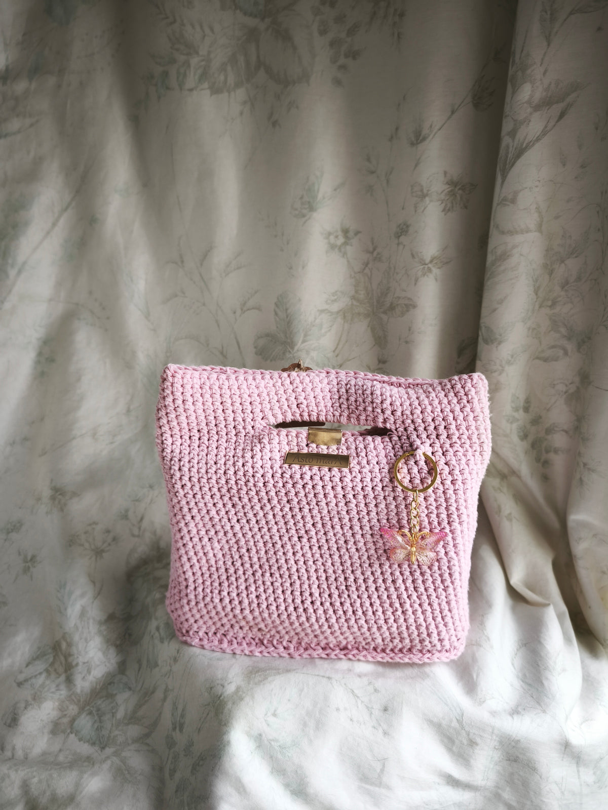 Pink butterfly handbag small