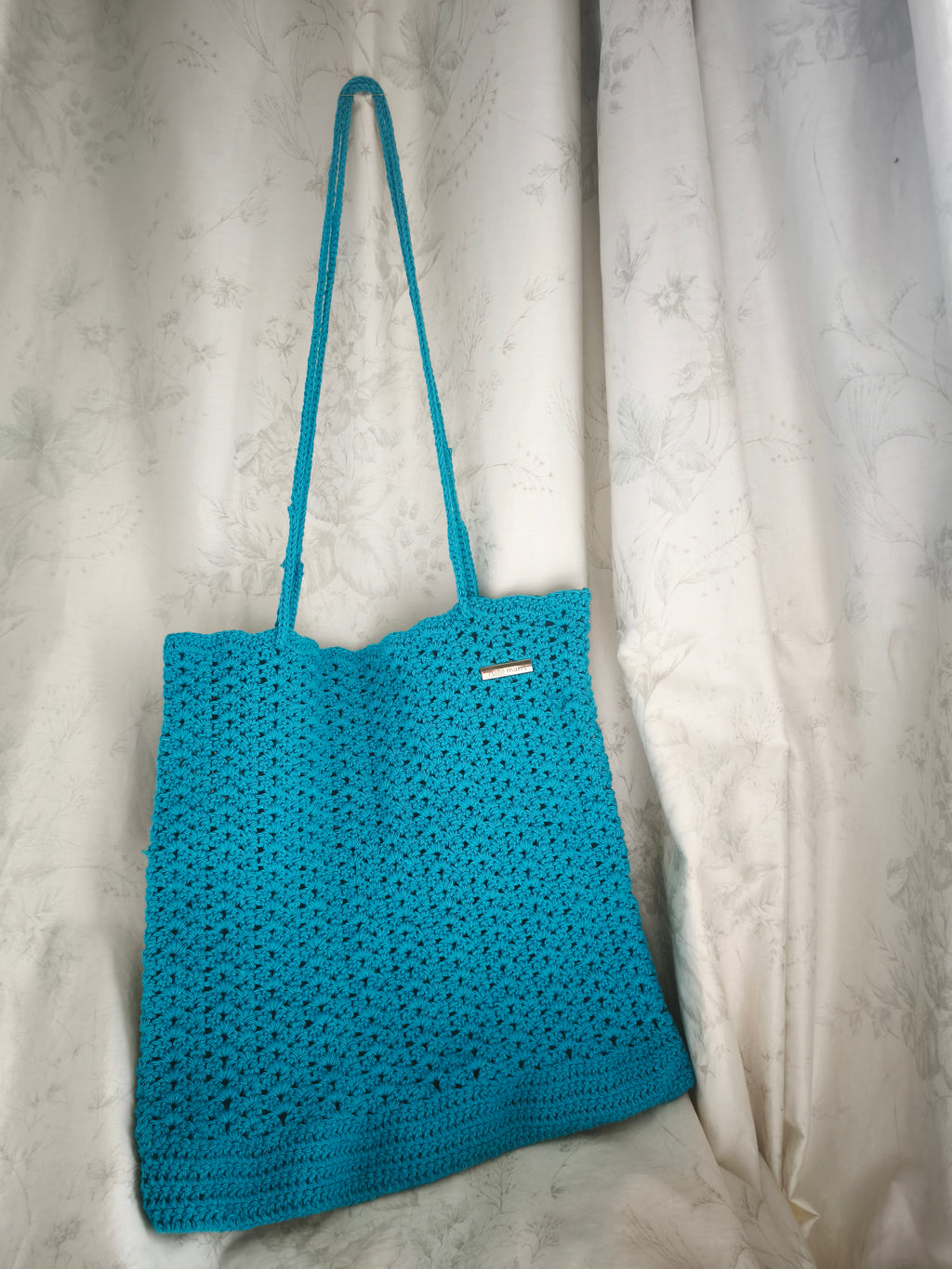 Turquoise cotton shopper