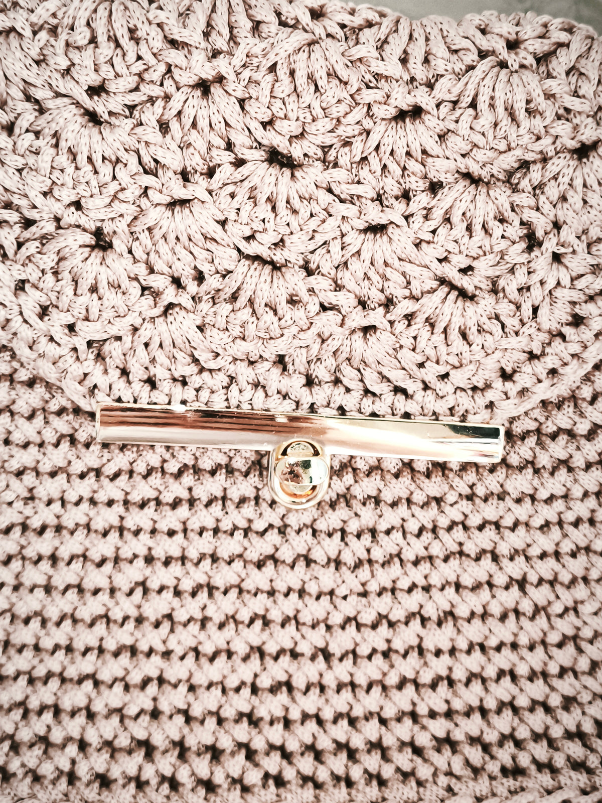 Light gold bag with long shoulder strap