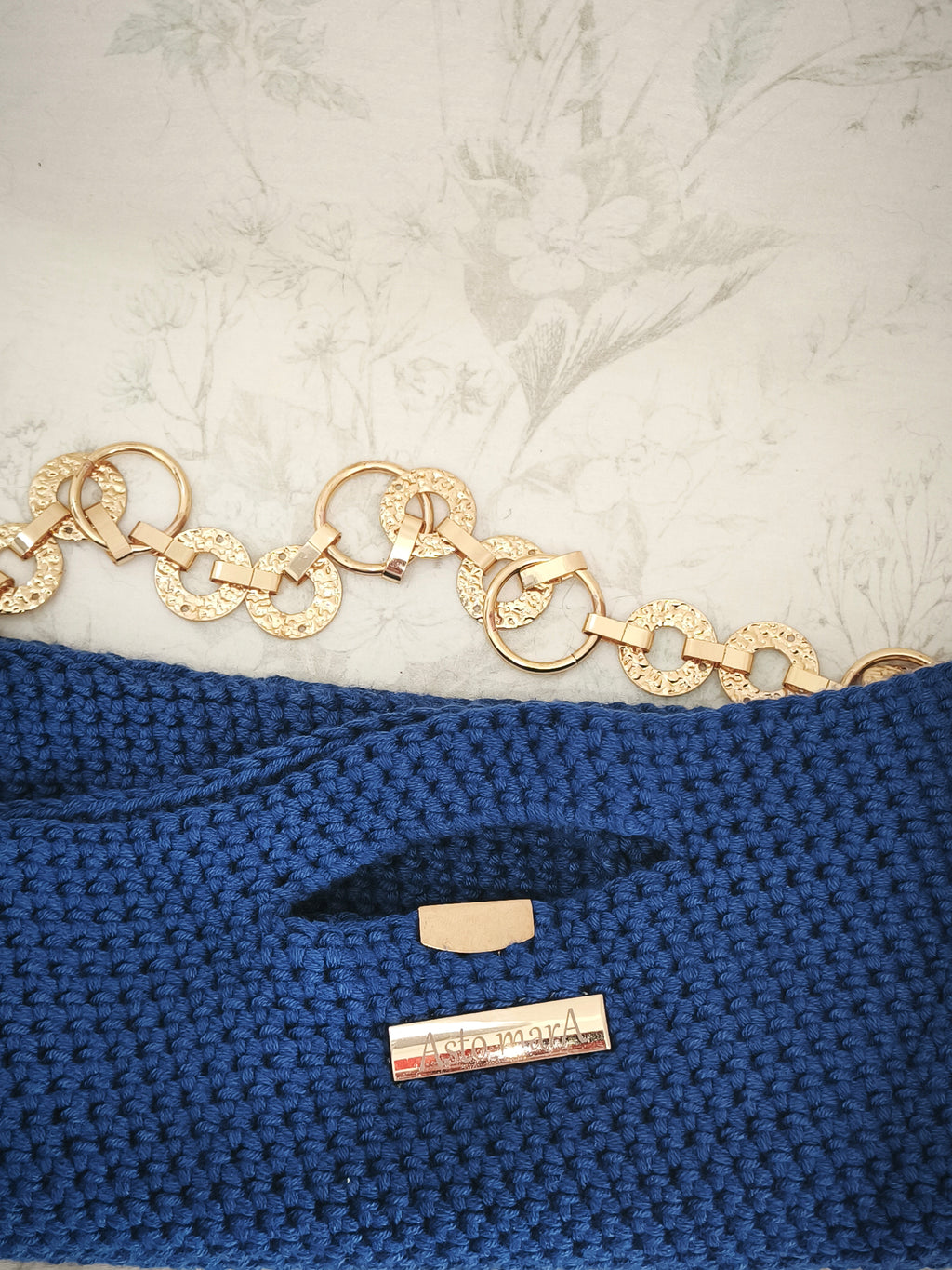 Blue cotton handbag