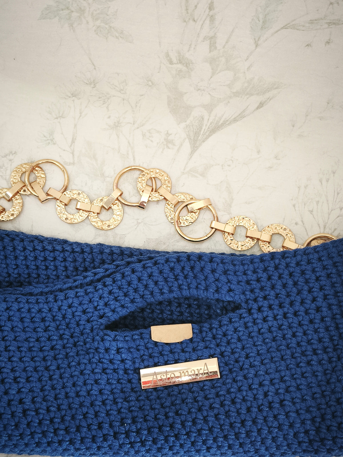 Blue cotton handbag